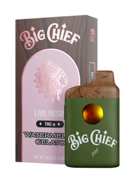 Watermelon Gelato Big Chief Live Resin THC-a Disposable Vape | 3G (Hybrid)