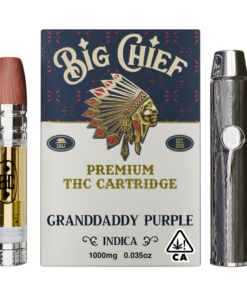 Strain / Genetics: Granddaddy Purple (GDP) is a well known indica‑dominant hybrid, originally bred from Purple Urkle × Big Bud. It’s famous for its deep purple color, sweet grape/berry aroma, and heavy relaxing effects. bigchiefcartridges.net +2 Weedmaps +2 Big Chief’s Product Formats: Big Chief offers GDP in multiple formats: 1 g THC Cartridge (Granddaddy Purple) Weedmaps +2 bigchiefonline.com +2 Ready‑To‑Use Device (disposable style) for GDP Weedmaps Possibly in all‑in‑one battery + cartridge kits or disposables